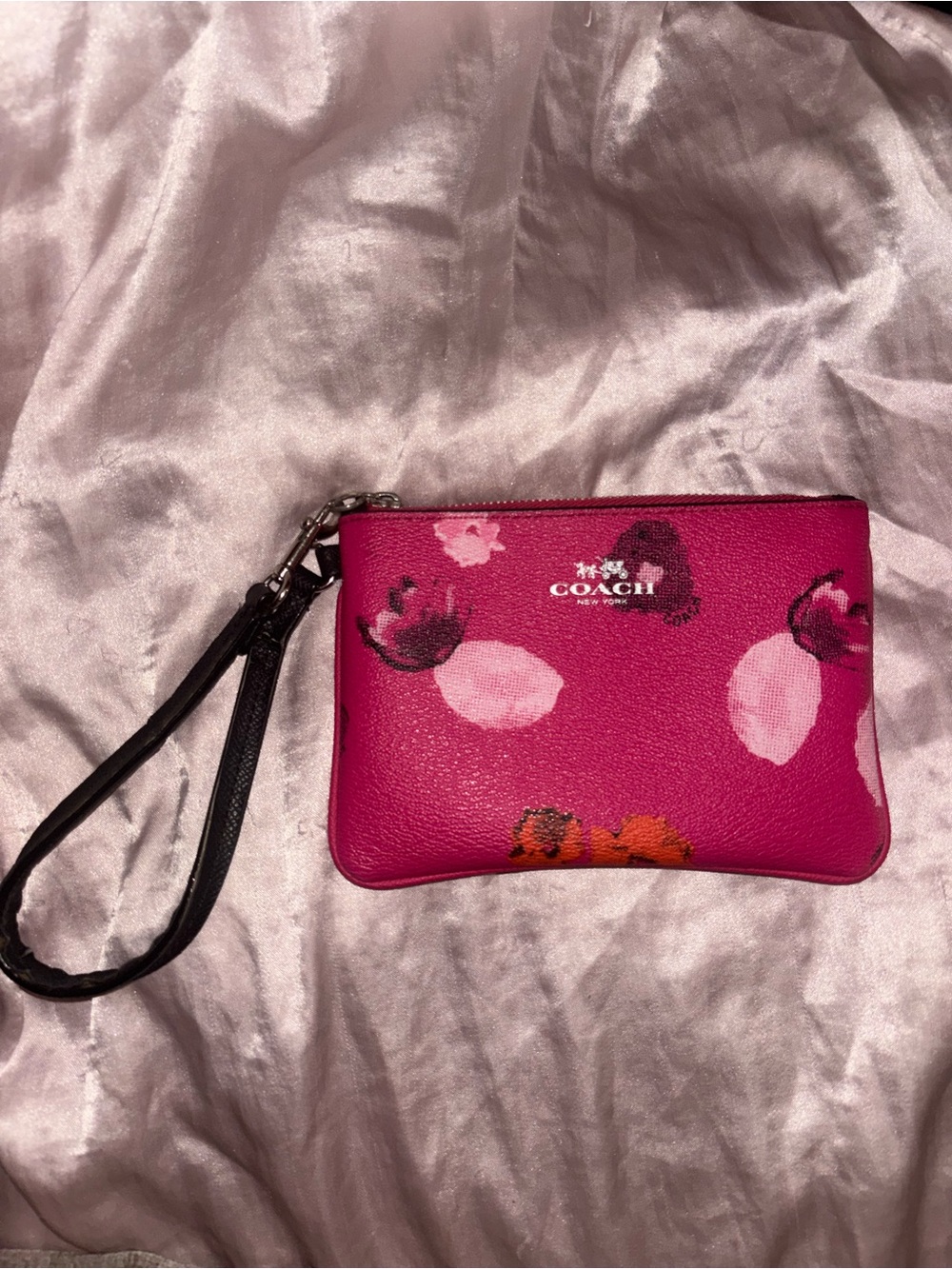 COACH Pink Floral Wristlet